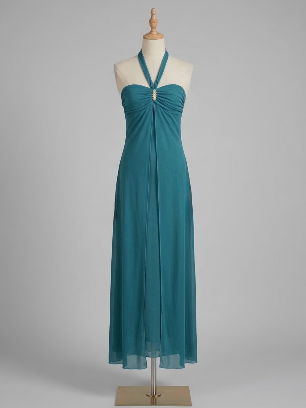 Brand new teal Halter Chiffon Evening Dress